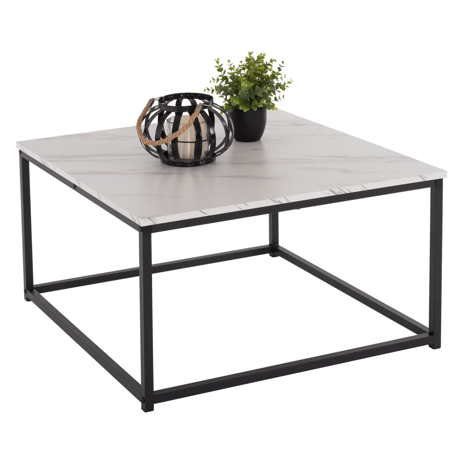 trapezi-salonioy-fb9894212-melamini-leyk ΤΡΑΠΕΖΙ ΣΑΛΟΝΙΟΥ BRAYLEN HM8942.12 ΜΕΛΑΜΙΝΗ ΛΕΥΚΟ ΜΑΡΜΑΡΟ-ΜΑΥΡΗ ΒΑΣΗ 75x75x43Υεκ. - Image 1