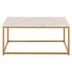 ΤΡΑΠΕΖΙ ΣΑΛΟΝΙΟΥ SAFFRON HM8975.11 ΜΕΛΑΜΙΝΗ ΛΕΥΚΟ ΜΑΡΜΑΡΟ-ΧΡΥΣΗ ΒΑΣΗ 95Χ55Χ43,5Yεκ. - Image 3