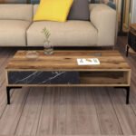 ΤΡΑΠΕΖΙ ΣΑΛΟΝΙΟΥ HM9503.04 ΜΕΛΑΜΙΝΗΣ ΚΑΡΥΔΙ-ΜΑΥΡΟ ΜΑΡΜΑΡΟ&ΜΕΤΑΛ.ΠΟΔΙ 105x60x32.6Υεκ. - Image 5