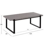 ΤΡΑΠΕΖΙ ΣΑΛΟΝΙΟΥ SHABEN HM9585.02 MDF ΓΚΡΙ ΜΑΡΜΑΡΟ-ΜΑΥΡΗ ΜΕΤΑΛΛΙΚΗ ΒΑΣΗ 120x60X46Yεκ. - Image 2