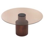 ΤΡΑΠΕΖΙ ΣΑΛΟΝΙΟΥ SUNNET HM9670 ΞΥΛΟ MANGO ΚΑΦΕ-ΓΥΑΛΙΝΟ TOΠ Φ80x41Y εκ. - Image 3