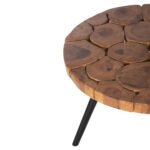 ΤΡΑΠΕΖΙ ΣΑΛΟΝΙΟΥ RIBBEN HM9553 ΞΥΛΟ SUAR ΦΥΣΙΚΟ-ΜΑΥΡΑ ΜΕΤΑΛΛΙΚΑ ΠΟΔΙΑ Φ80x45Υεκ. - Image 4