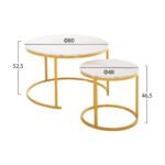 ΤΡΑΠΕΖΙ ΣΑΛΟΝΙΟΥ ΣΕΤ 2ΤΜΧ MDF ΕΦΕ ΛΕΥΚΟ ΜΑΡΜΑΡΟ ΜΕ ΧΡΥΣΑ ΠΟΔΙΑ Φ80 k Φ48εκ.HM8763.11 - Image 2