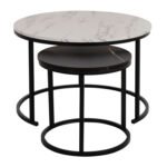 ΤΡΑΠΕΖΙ ΣΑΛΟΝΙΟΥ ΣΕΤ 2ΤΜΧ MDF ΕΦΕ ΜΑΡΜΑΡΟ ΜΙΧ ΜΕ ΜΑΥΡΑ ΠΟΔΙΑ Φ80κΦ48εκ.HM8763.14 - Image 6