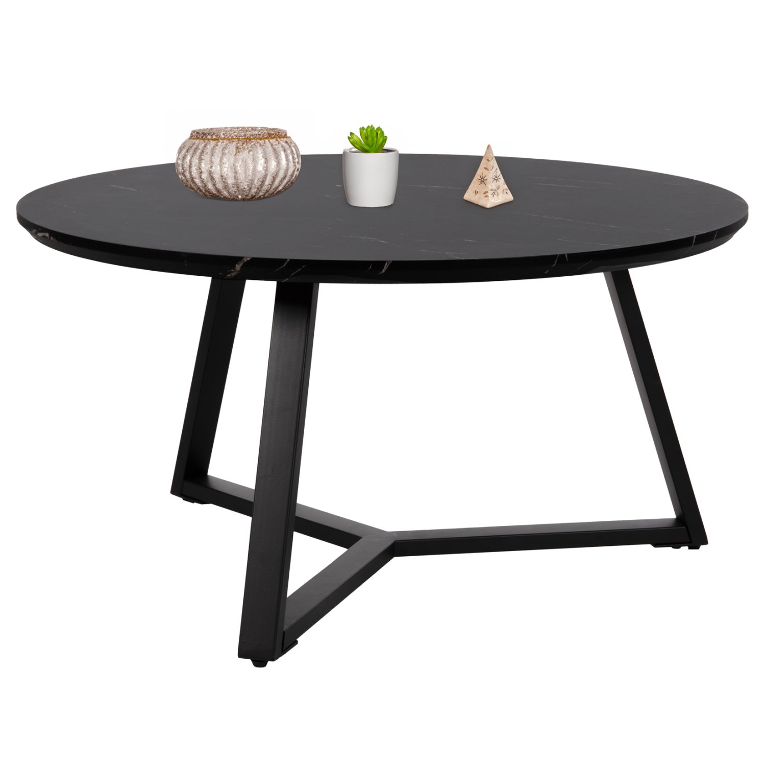 trapezi-salonioy-stroggylo-fb9958601-mdf ΤΡΑΠΕΖΙ ΣΑΛΟΝΙΟΥ ΣΤΡΟΓΓΥΛΟ ROCKET HM9586.01 MDF ΜΑΥΡΟ ΜΑΡΜΑΡΟ-ΜΑΥΡΗ ΣΑΓΡΕ ΒΑΣΗ Φ80x42Υεκ. - Image 1