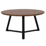 ΤΡΑΠΕΖΙ ΣΑΛΟΝΙΟΥ ΣΤΡΟΓΓΥΛΟ ROCKET HM9586.04 MDF WALNUT-ΜΑΥΡΗ ΣΑΓΡΕ ΒΑΣΗ Φ80x42Υεκ. - Image 3