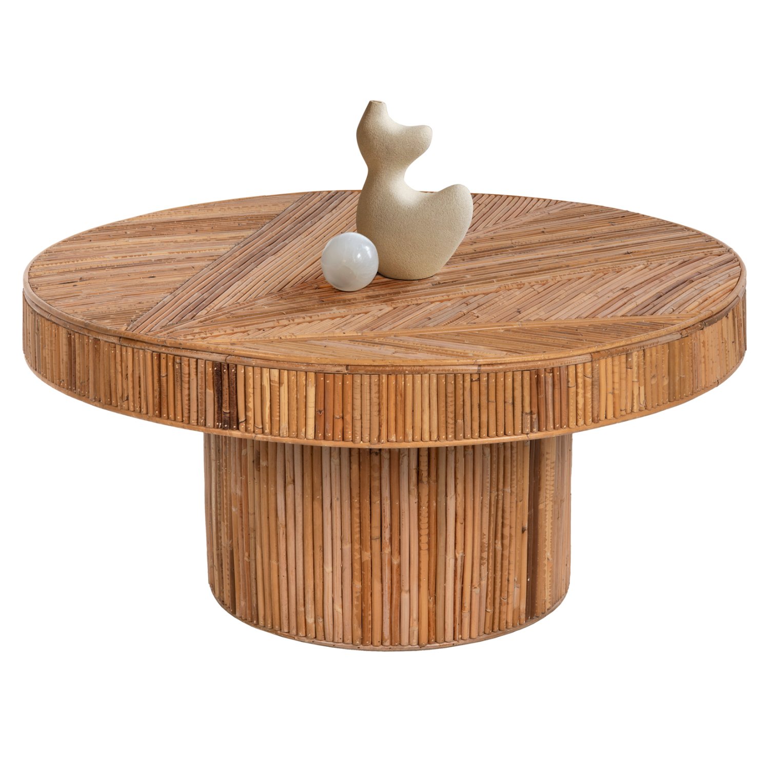 trapezi-salonioy-stroggylo-fb99651-ratta ΤΡΑΠΕΖΙ ΣΑΛΟΝΙΟΥ GATSBY ΣΤΡΟΓΓΥΛΟ HM9651 RATTAN ΧΡΩΜΑ ΦΥΣΙΚΟ Φ100x50Y εκ. - Image 1