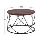 ΤΡΑΠΕΖΙ ΣΑΛΟΝΙΟΥ OTIS ΣΤΡΟΓΓΥΛΟ MDF ΕΠΙΦΑΝΕΙΑ ΜΕ ΜΕΤΑΛΛΙΚΗ ΒΑΣΗ Φ60x40Υεκ.HM8604 - Image 2