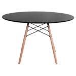 ΤΡΑΠΕΖΙ MINIMAL ΣΤΡΟΓΓΥΛΟ HM8454.02 MDF ΣΕ ΜΑΥΡΟ-ΠΟΔΙΑ ΟΞΙΑΣ ΣΕ ΦΥΣΙΚΟ Φ120Χ74Υεκ. - Image 3