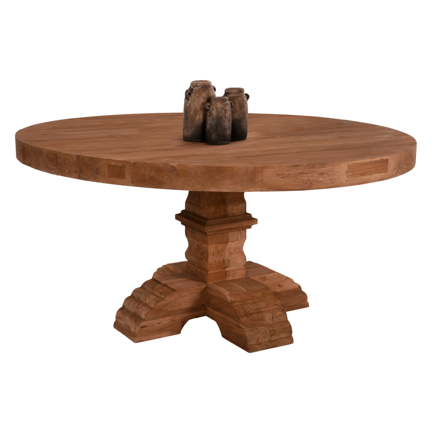 trapezi-stroggylo-fb99643-anakykl-teak-x ΤΡΑΠΕΖΙ ΣΤΡΟΓΓΥΛΟ PROVENCE HM9643 ΑΝΑΚΥΚΛ. ΤΕΑΚ ΞΥΛΟ ΣΚΑΛΙΣΤΟ ΠΟΔΙ-8εκ.ΕΠΙΦΑΝΕΙΑ Φ150x76Υεκ. - Image 1