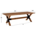 ΤΡΑΠΕΖΙ ΤΡΑΠΕΖΑΡΙΑΣ KATTE HM9557 ΜΑΣΙΦ ΞΥΛΟ ΤΕΑΚ-ΧΙΑΣΤΙ ΠΟΔΙΑ ΜΕ ΜΕΤΑΛΛΟ 250x100x78Υεκ. - Image 2