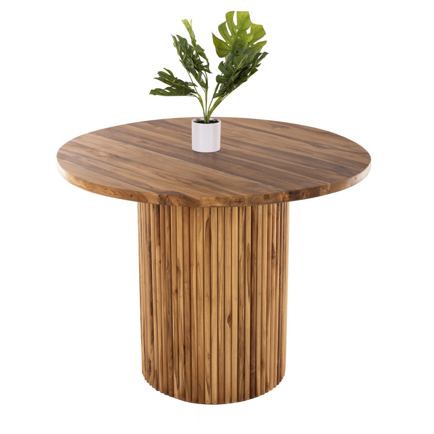 trapezi-trapezarias-fb99895-masif-xylo-t ΤΡΑΠΕΖΙ ΤΡΑΠΕΖΑΡΙΑΣ DREMA1 HM9895 ΜΑΣΙΦ ΞΥΛΟ ΤΕΑΚ Φ100X80Yεκ-3εκ.ΕΠΙΦΑΝΕΙΑ - Image 1