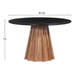 ΤΡΑΠΕΖΙ ΤΡΑΠΕΖΑΡΙΑΣ ΣΤΡΟΓΓΥΛΟ DRAXX HM9687 ΜΑΣΙΦ ΞΥΛΟ ΑΚΑΚΙΑΣ-ΕΠΙΦΑΝΕΙΑ ΜΑΥΡΟ ΜΑΡΜΑΡΟ Φ120x76Υεκ - Image 2