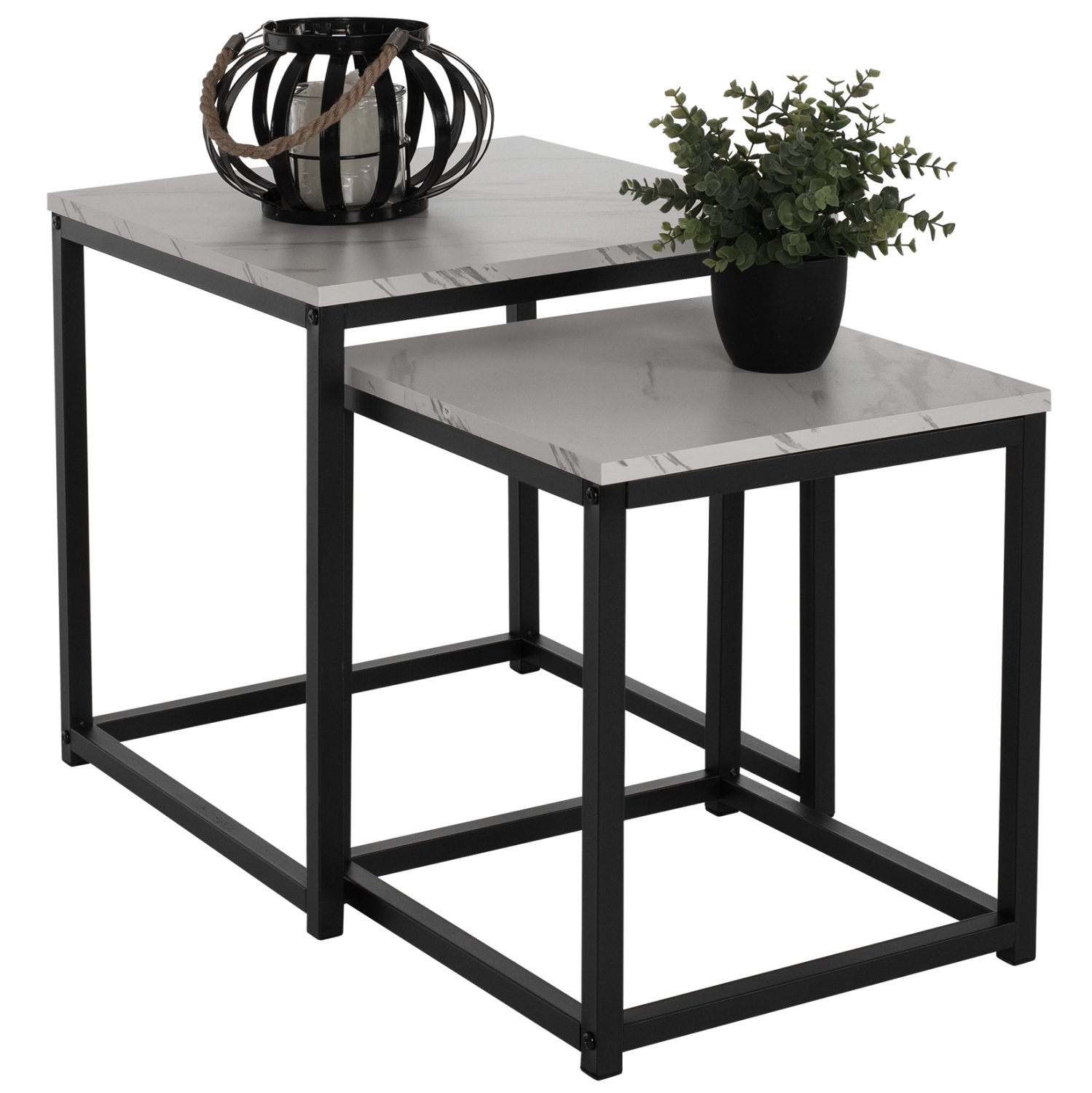 zigkon-grelay-2-tem-mdf-opsi-marmaroy-me ΖΙΓΚΟΝ GRELAY 2 ΤΕΜ MDF ΟΨΗ ΜΑΡΜΑΡΟΥ & ΜΕΤΑΛΛΟ HM8762.12 45Χ45Χ50εκ. & 37Χ37Χ43 εκ. - Image 1