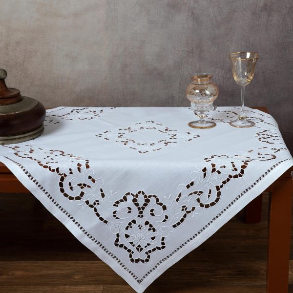 Χειροποίητο κοφτό πετσετάκι 02 (60cm x 60cm) λευκό SilkFashion