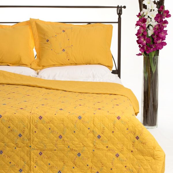 ΚΟΥΒΕΡΛΙ σετ (160cm x 220cm + 1 x 50cm x 70cm) 024 κίτρινο SilkFashion