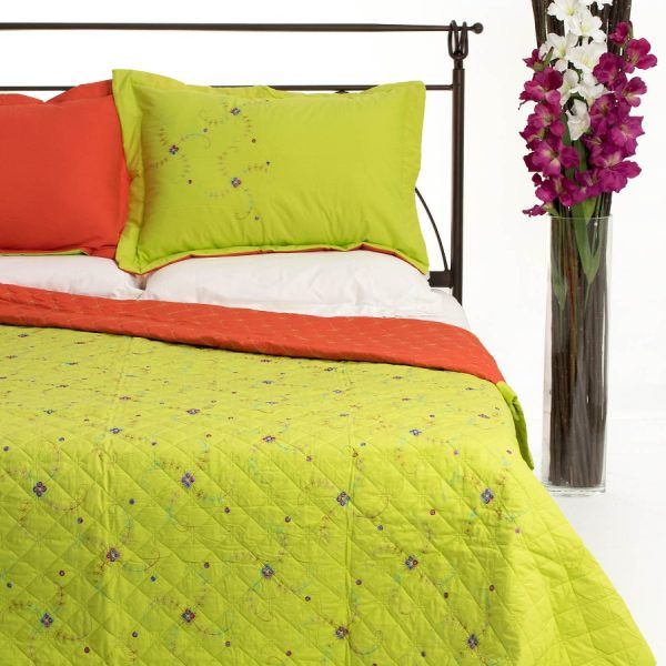 ΚΟΥΒΕΡΛΙ σετ (160cm x 220cm + 1 x 50cm x 70cm) 024 λαχανί SilkFashion
