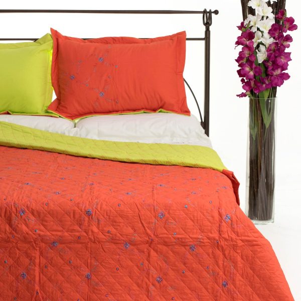 ΚΟΥΒΕΡΛΙ σετ (220cm x 240cm + 2 x 50cm x 70cm)  024 πορτοκαλί SilkFashion