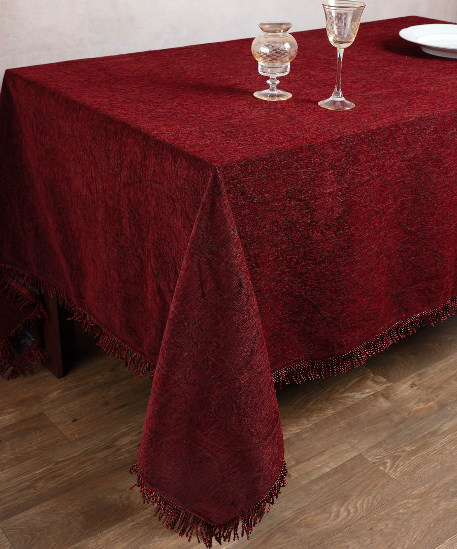 055bornto2-1 Σενίλ τραπεζομάντηλο 055 (200cm x 280cm) μπορντώ SilkFashion - Image 1