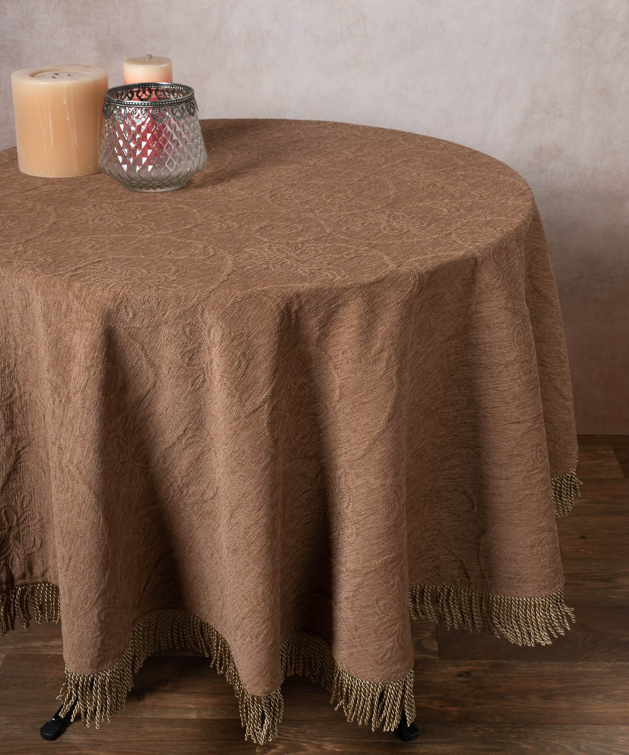 055camel Σενίλ ροτόντα 055 (175cm) κάμελ SilkFashion - Image 1