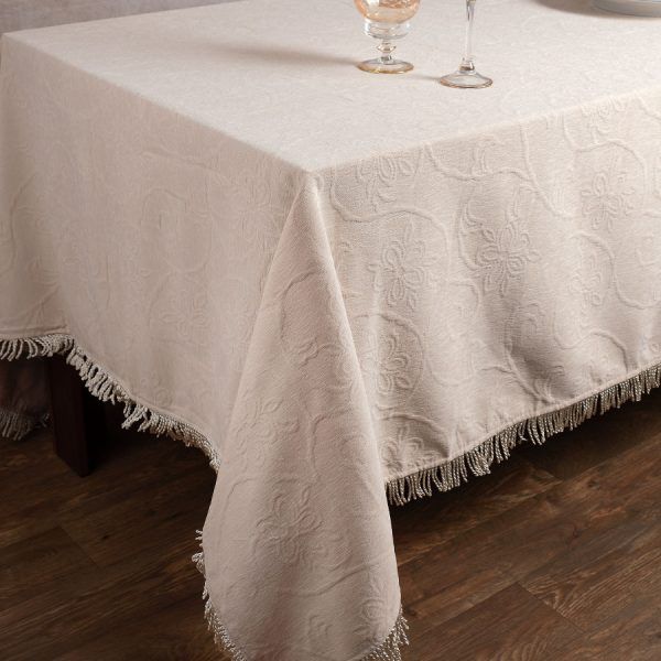 Σενίλ τραπεζομάντηλο 055 (200cm x 240cm) ivory SilkFashion