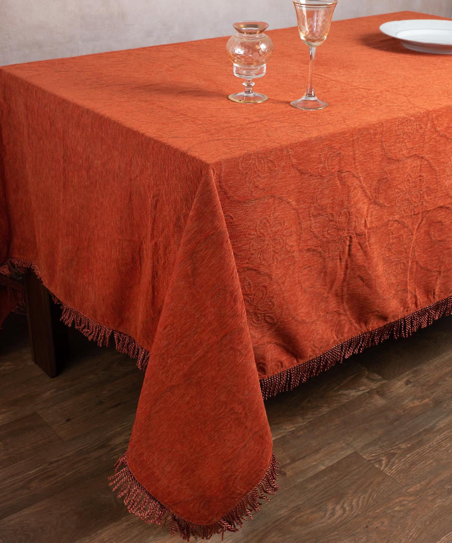 055portokali2 Σενίλ τραπεζομάντηλο 055 (200cm x 240cm) πορτοκαλί SilkFashion - Image 1