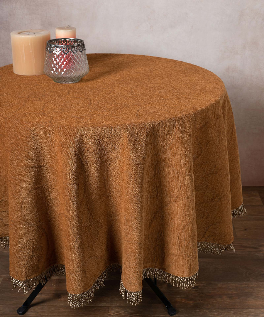 055xryso Σενίλ ροτόντα 055 (175cm) χρυσό SilkFashion - Image 1