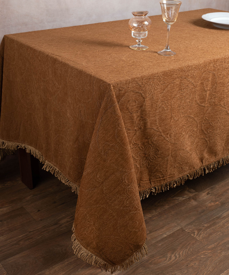 055xryso2 Σενίλ τραπεζομάντηλο 055 (200cm x 240cm) χρυσό SilkFashion - Image 1