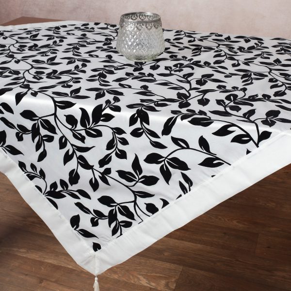 Σατέν τραπεζοκαρέ 081 (130cm x 130cm) λευκό SilkFashion