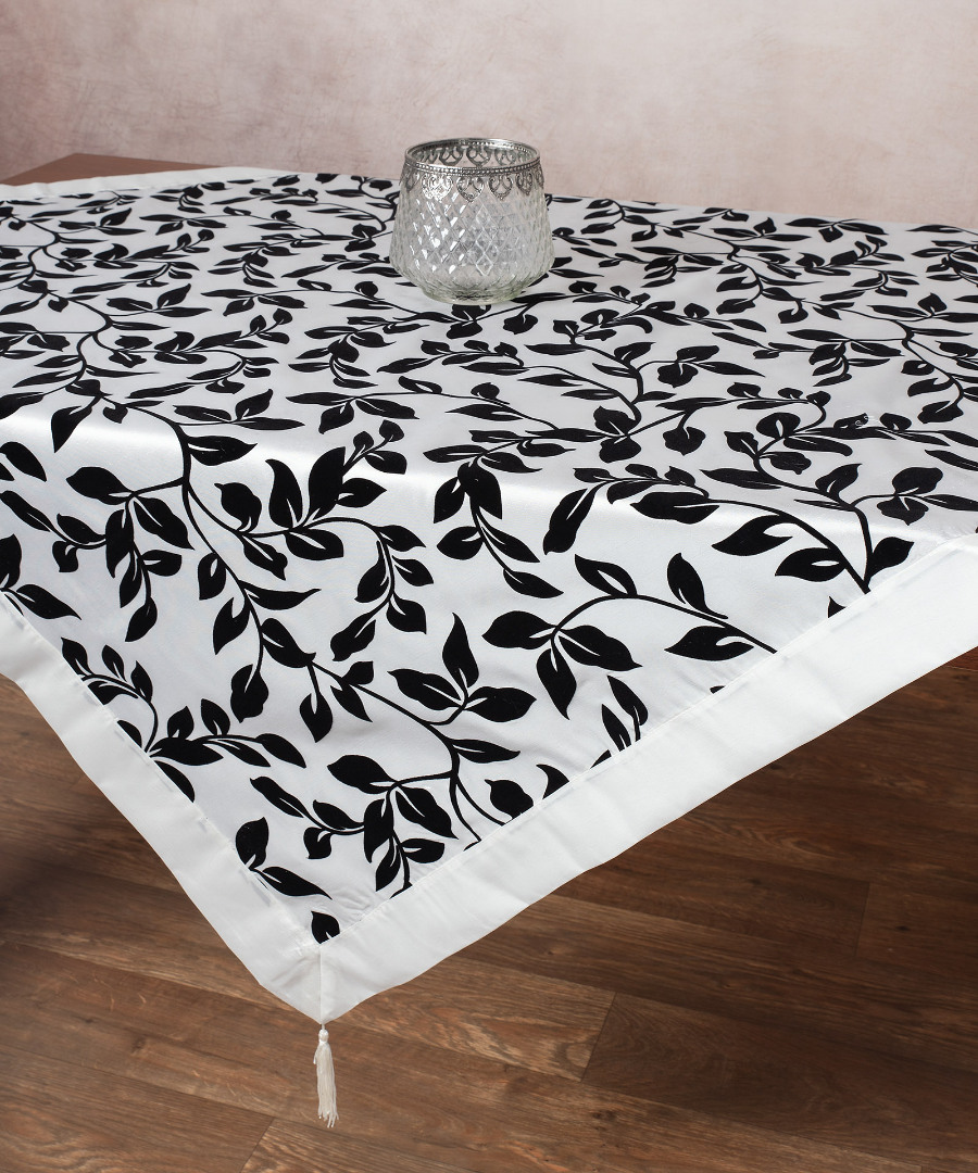 081w1-1 Σατέν τραπεζοκαρέ 081 (130cm x 130cm) λευκό SilkFashion - Image 1