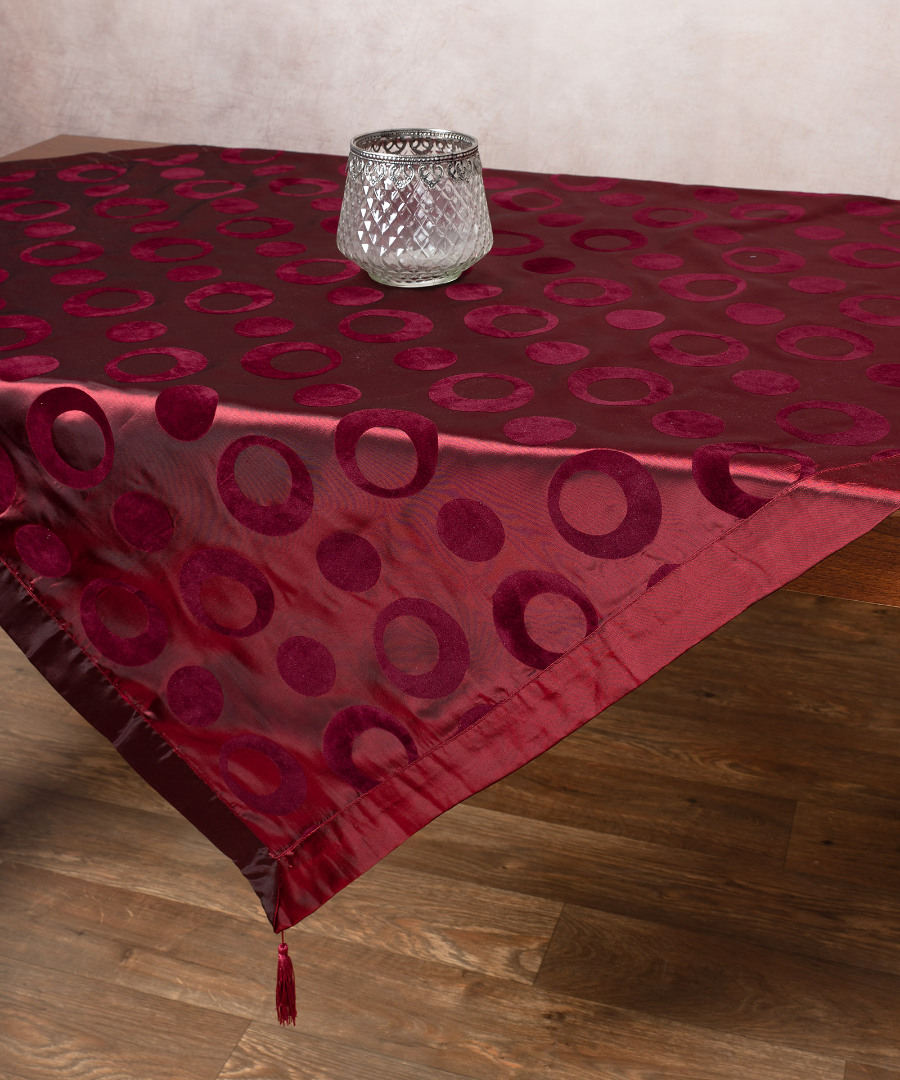 082bornto1-1 Σατέν τραπεζοκαρέ 082 (130cm x 130cm) μπορντώ SilkFashion - Image 1