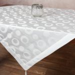 Σατέν τραπεζοκαρέ 082 (130cm x 130cm) λευκό SilkFashion