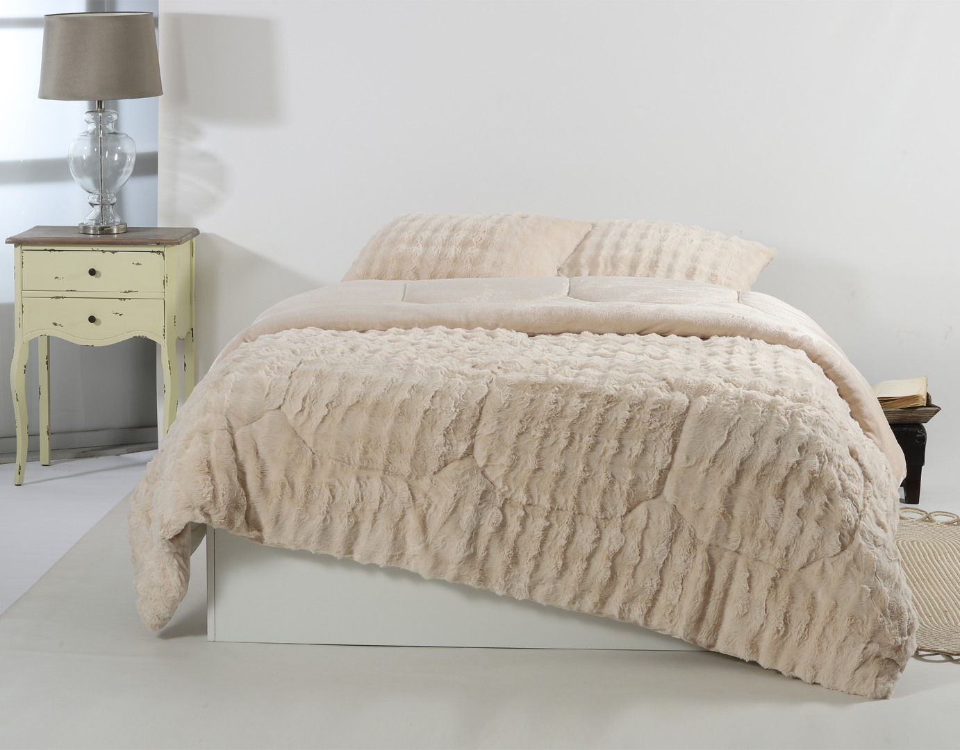 1-11 Κουβερτοπάπλωμα burble (220cm x 240cm +2 x 50cm x 70cm) cream SilkFashion - Image 1