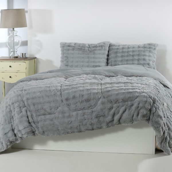 Κουβερτοπάπλωμα burble (240cm x 260cm +2 x50cm x 70cm) γκρί SilkFashion