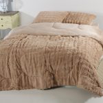 Κουβερτοπάπλωμα burble (220cm x 240cm +2 x 50cm x 70cm) ανοιχτό καφέ SilkFashion