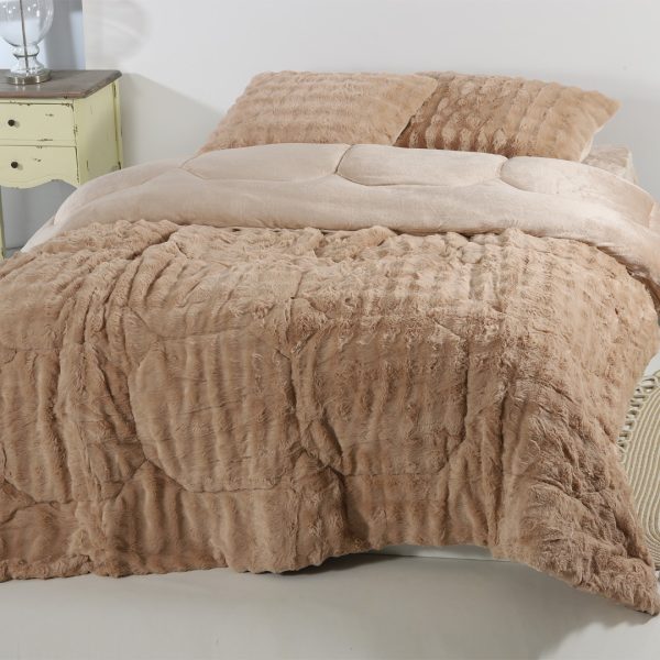 Κουβερτοπάπλωμα burble (220cm x 240cm +2 x 50cm x 70cm) ανοιχτό καφέ SilkFashion