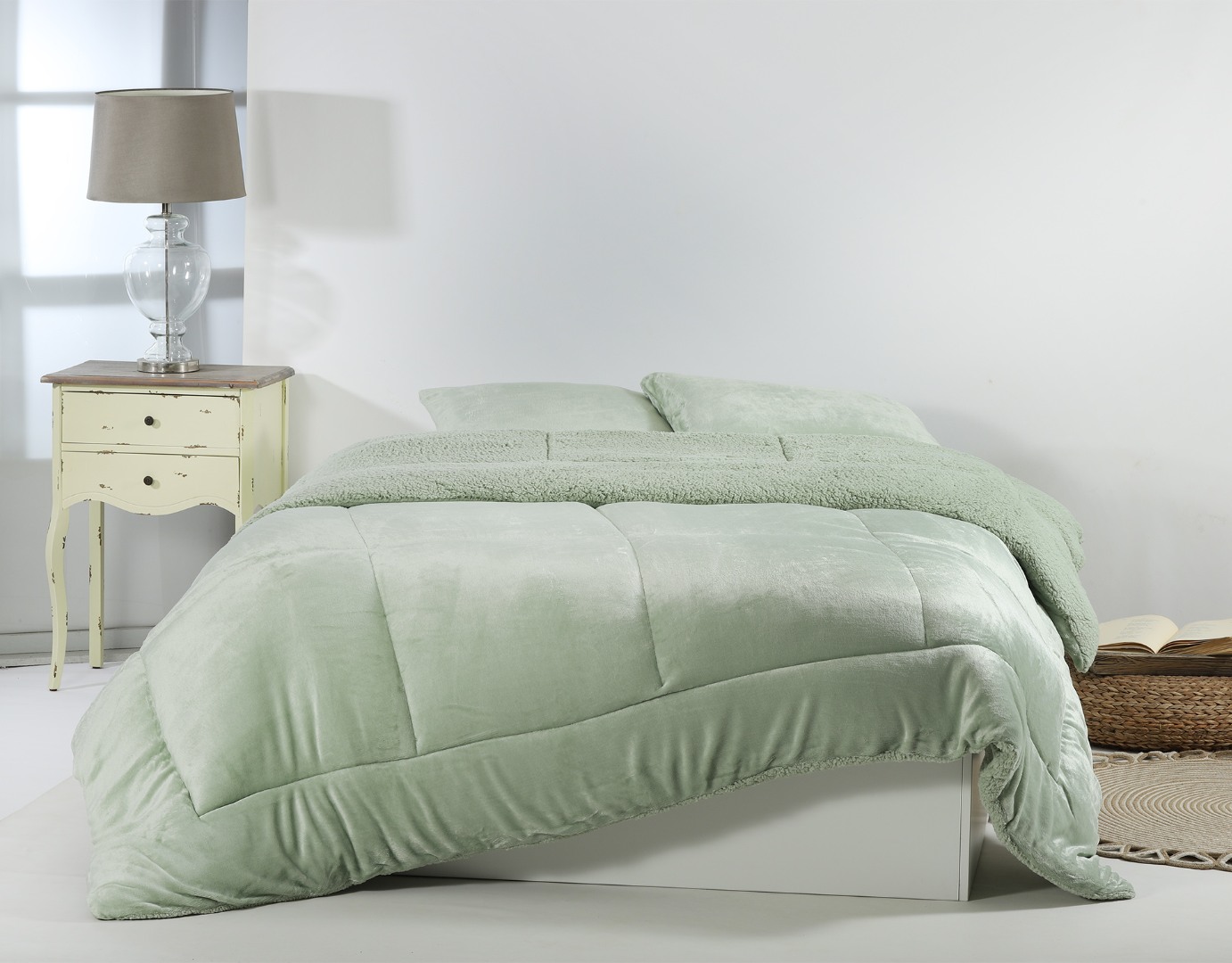 1-19 Κουβερτοπάπλωμα solid (220cm x 240cm) light green SilkFashion - Image 1