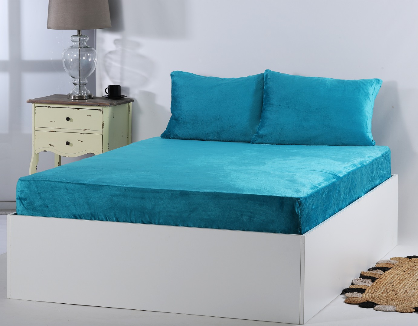 1-34 Σεντόνι fleece solid (160cm x 200cm ) tile blue SilkFashion - Image 1