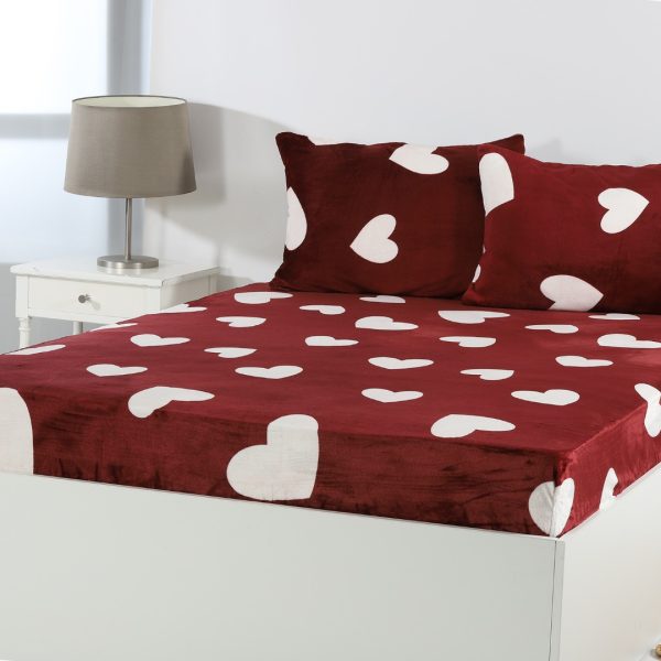 Fleece σεντόνι με λάστιχο και μαξιλαροθήκες (100cm x 200cm + 30cm) design 1 SilkFashion