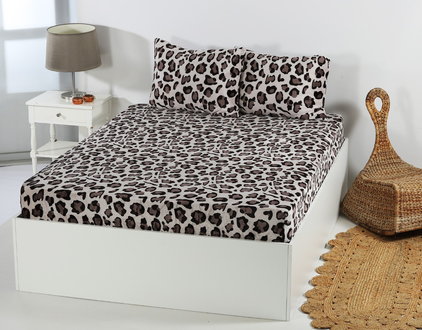 1-39 Fleece σεντόνι με λάστιχο και μαξιλαροθήκες (160cm x 200cm + 30cm) design 2 SilkFashion - Image 1