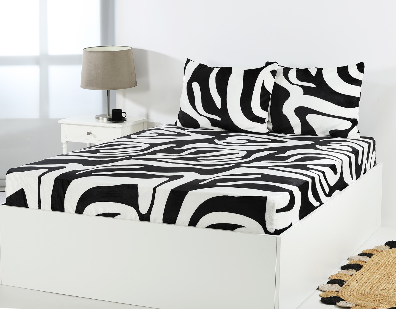 1-41 Fleece σεντόνι με λάστιχο και μαξιλαροθήκες (160cm x 200cm + 30cm) design 3 SilkFashion - Image 1