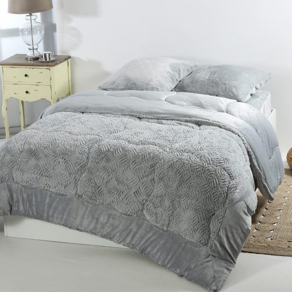 Κουβερτοπάπλωμα pv plush (240cm x 260cm) blue silver SilkFashion