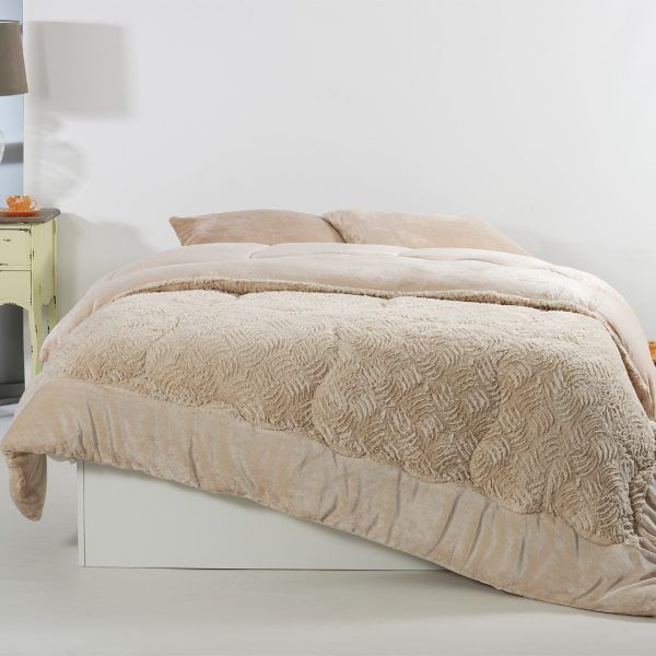 Κουβερτοπάπλωμα pv plush (240cm x 260cm) cream SilkFashion