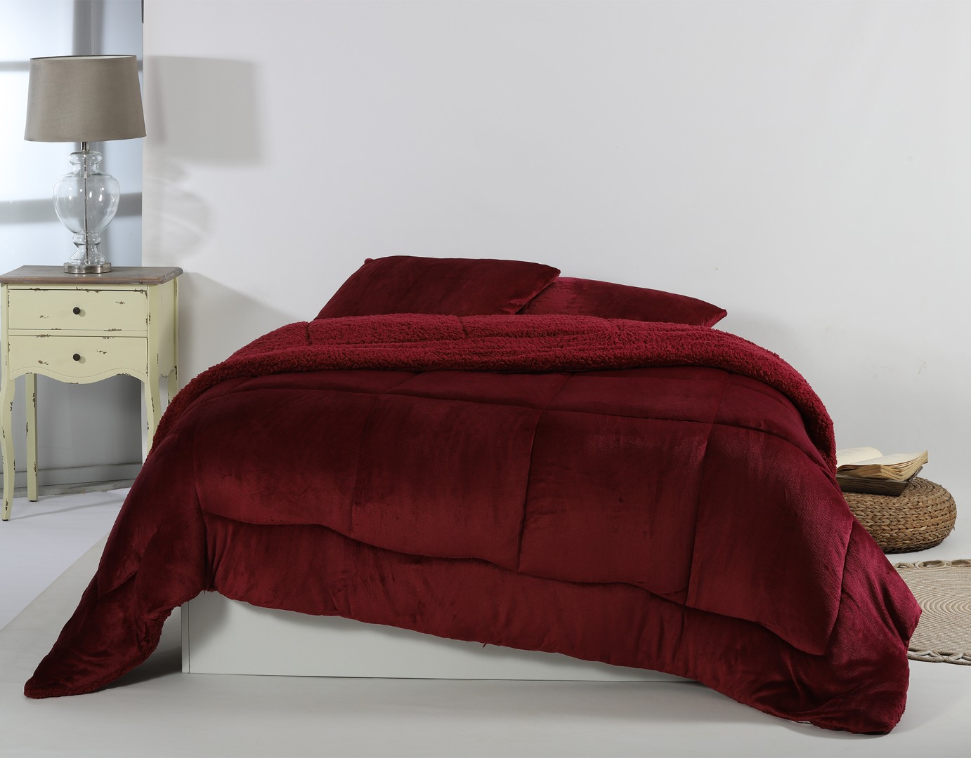 1-5 Κουβερτοπάπλωμα solid (240cm x 260cm) burgundy SilkFashion - Image 1
