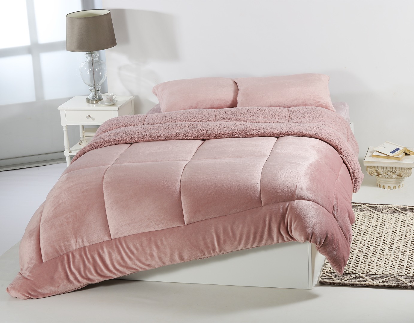 1-54 Κουβερτοπάπλωμα solid (240cm x 260cm) old rose SilkFashion - Image 1