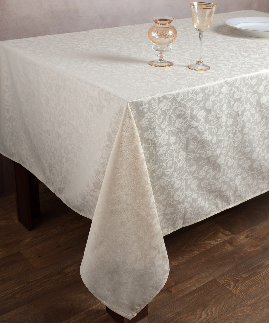 1010mpez-1 Ζακάρ τραπεζοκαρέ 1010 (135cm x 135cm) μπέζ SilkFashion - Image 1