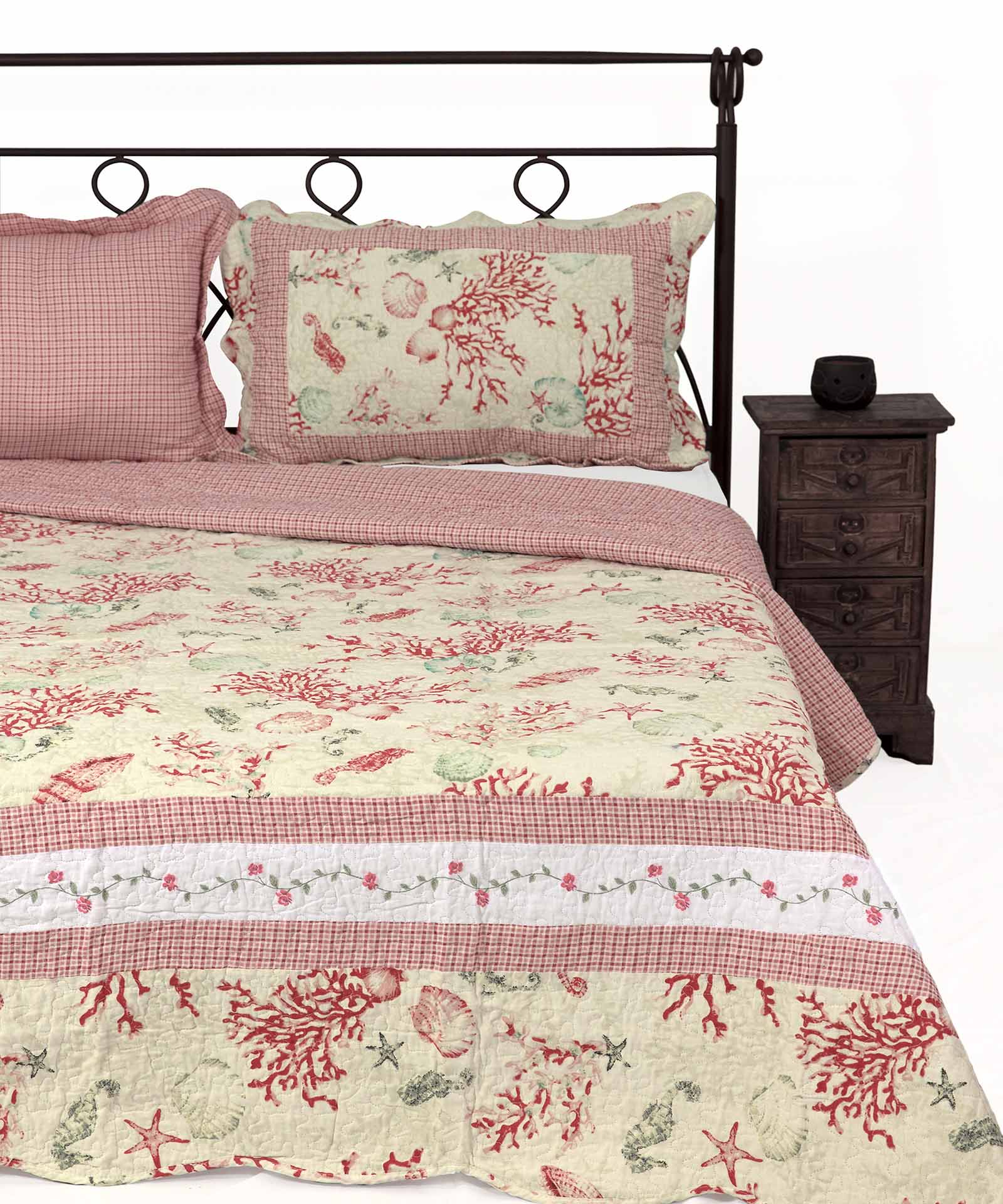 1017roza ΚΟΥΒΕΡΛΙ σετ (220cm x 240cm + 2 x 50cm x 70cm) 1017 ρόζ SilkFashion - Image 1