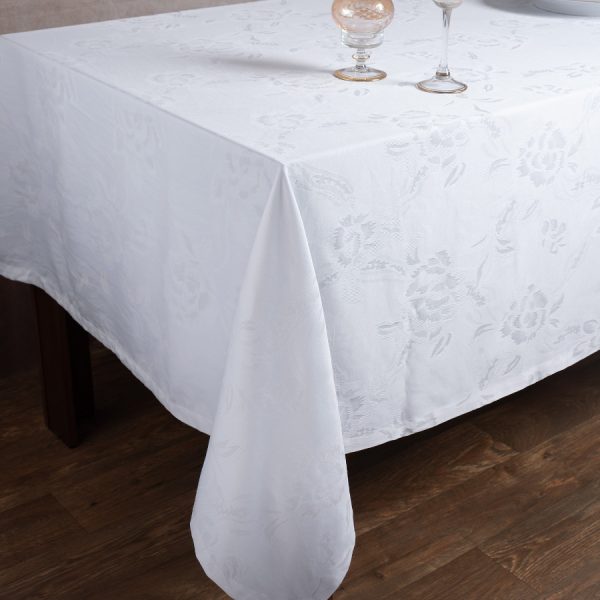 Ζακάρ τραπεζομάντηλο 10190 (140cm x 210cm) λευκό SilkFashion