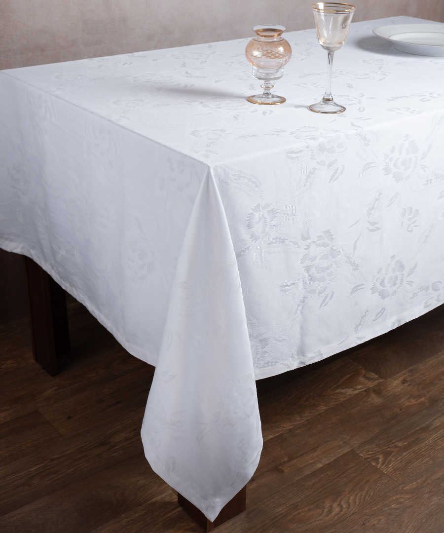10190w Ζακάρ τραπεζομάντηλο 10190 (140cm x 140cm) λευκό SilkFashion - Image 1