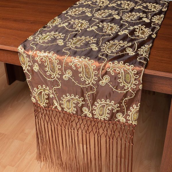 Σατέν τραβέρσα 1028 (50cm x 210cm) καφέ SilkFashion